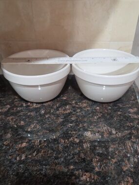 White Ceramic Mixing Bowls - Set of 2